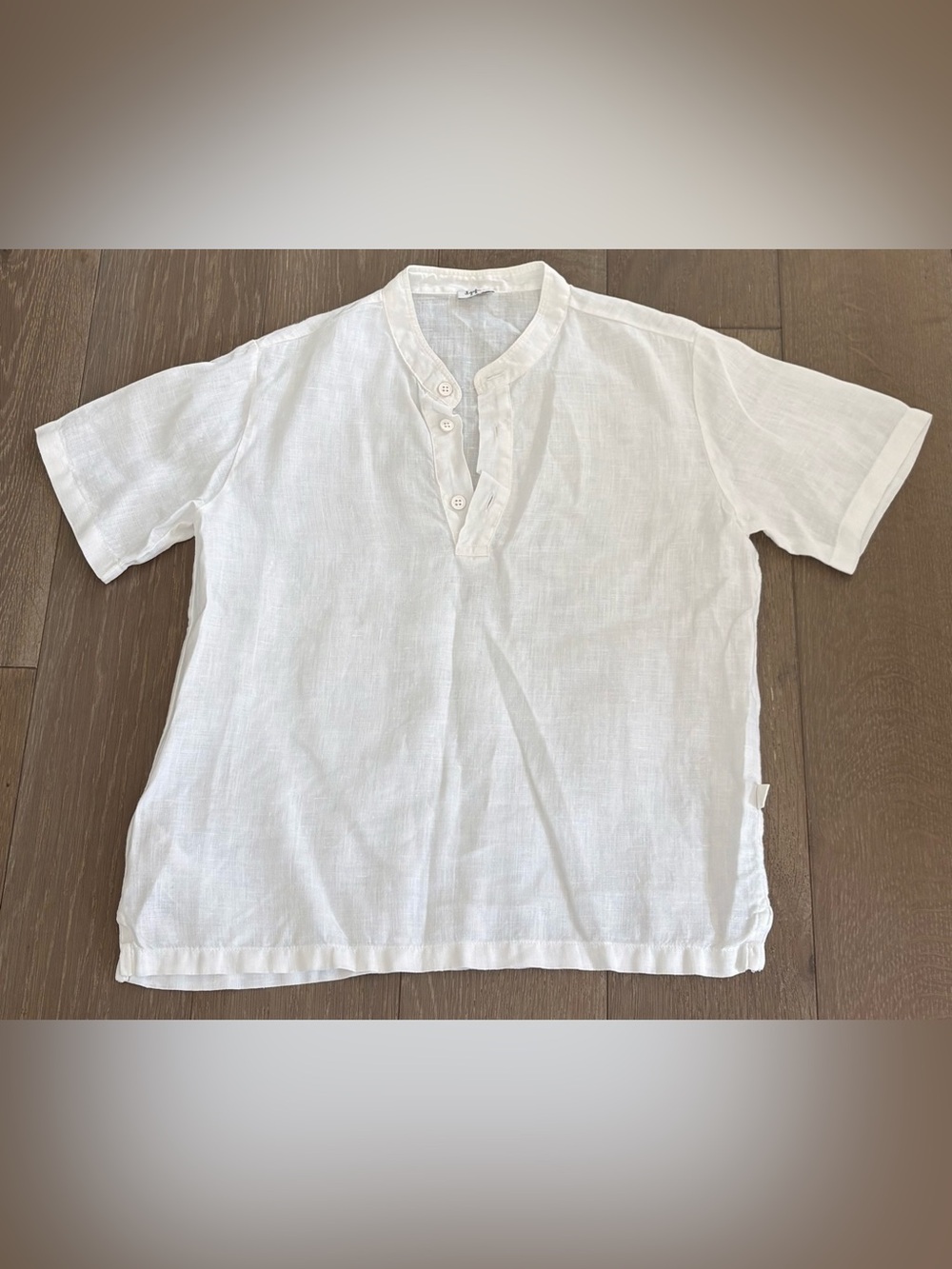 Il Gufo White Short-Sleeve Button Placket Linen Shirt